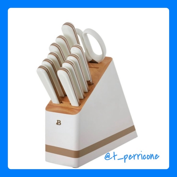 Beautiful Other - Sold! Beautiful 12-piece Forged Kitchen Knife Set in White - Wood Storage Block